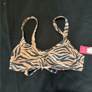 Xhilaration Tan and Black Zebra-Print bikini top